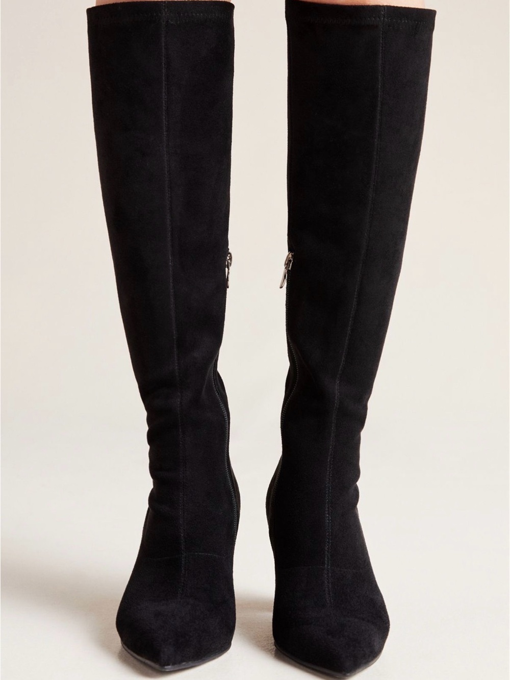 NIB Silent D Komass Black Microsuede Knee-High Boots Size 39 Wide